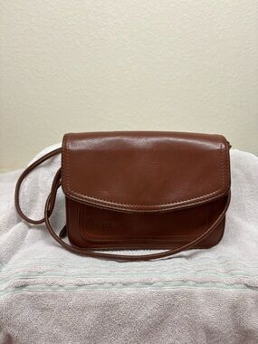 Fossil Chestnut Brown Leather Crossbody Bag